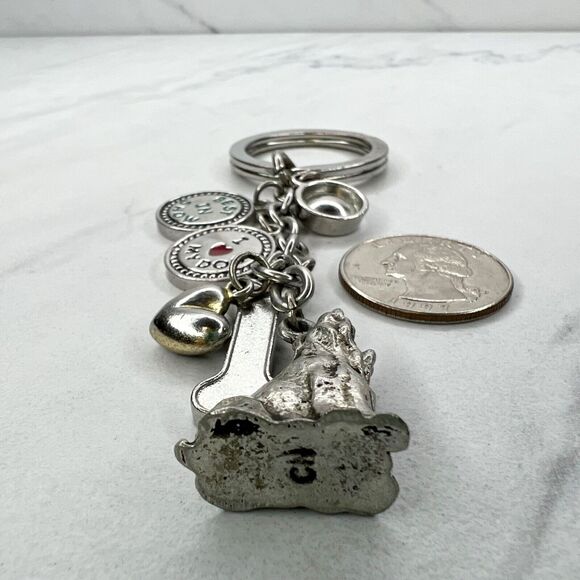 Silver Tone Best in Show I Heart Love My Dog Charms Keychain Keyring - Picture 6 of 8